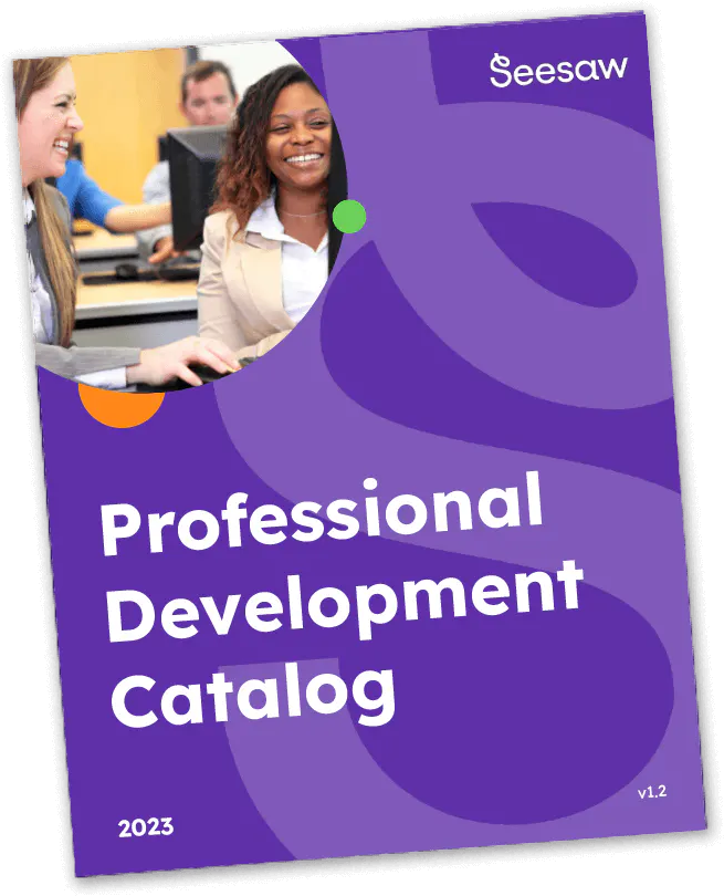 cover of seesaw's 2023 professional development catalog
