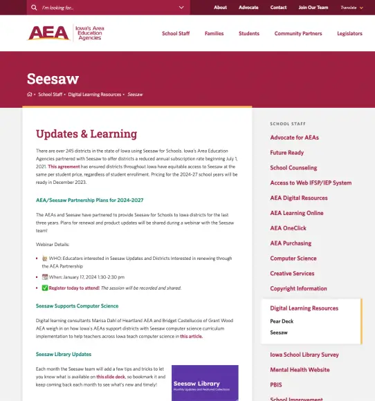 Iowa AEA and Seesaw
