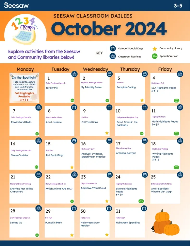 October 2024 Classroom Dailies