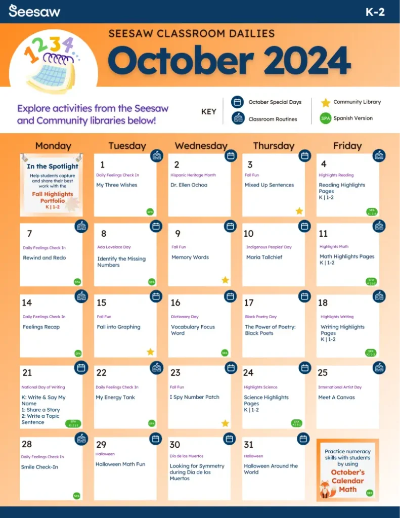 October 2024 Classroom Dailies