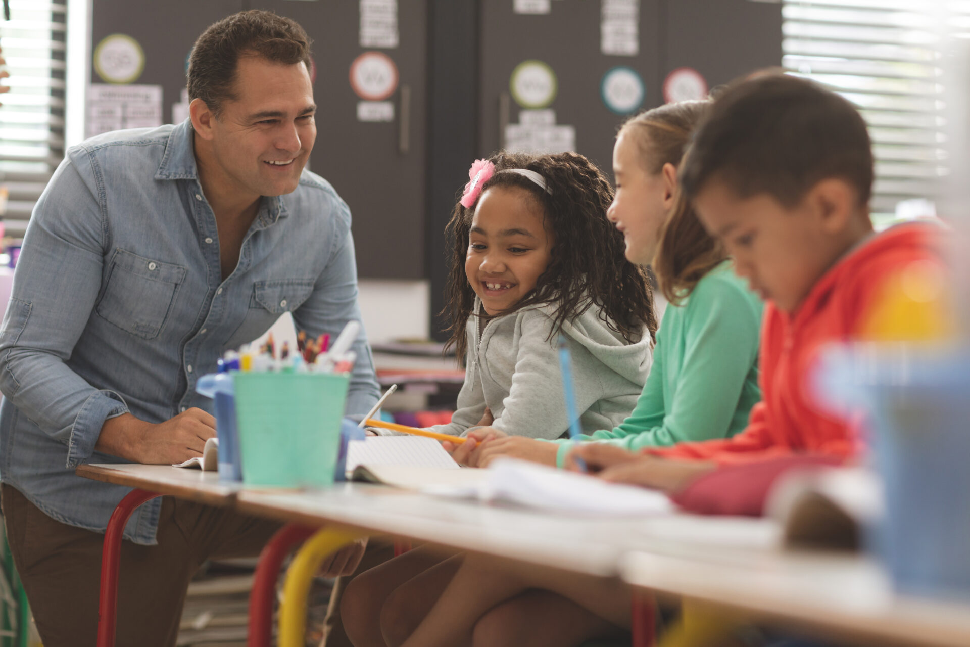 Teacher working in a small group with students