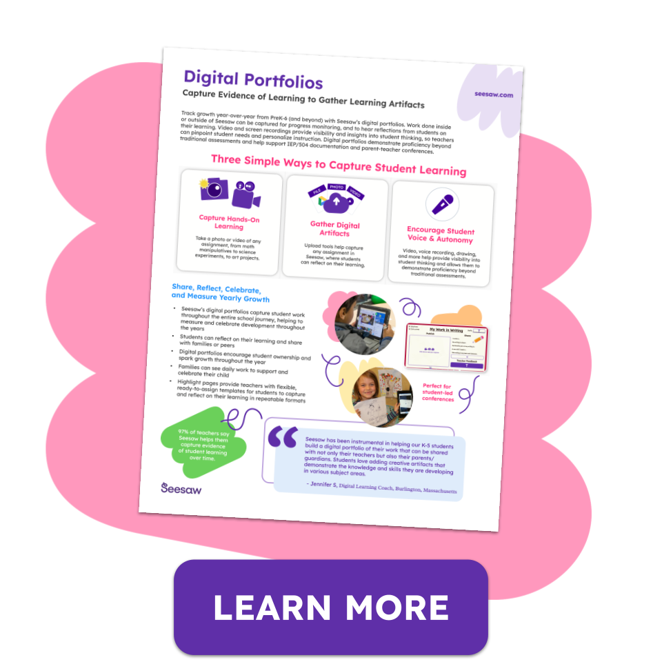 Seesaw Instruction & Insights: Digital Portfolios Flyer