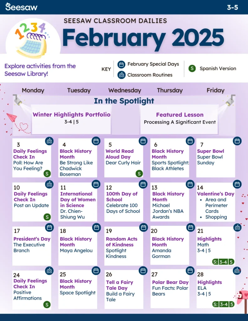 February 2025 Classroom Dailies 3-5