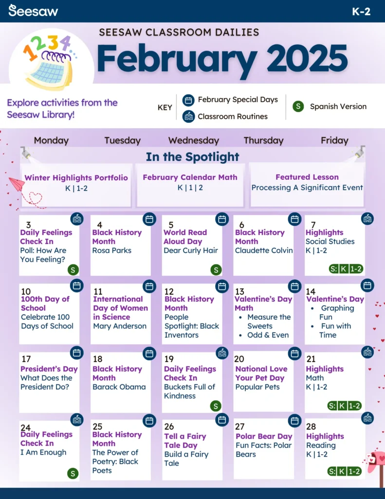 February 2025 Classroom Dailies K-2