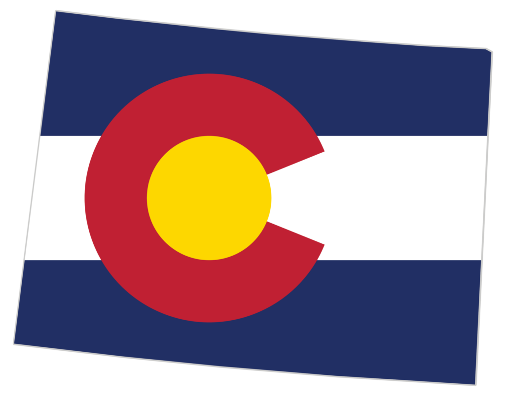 Colorado state shape with flag