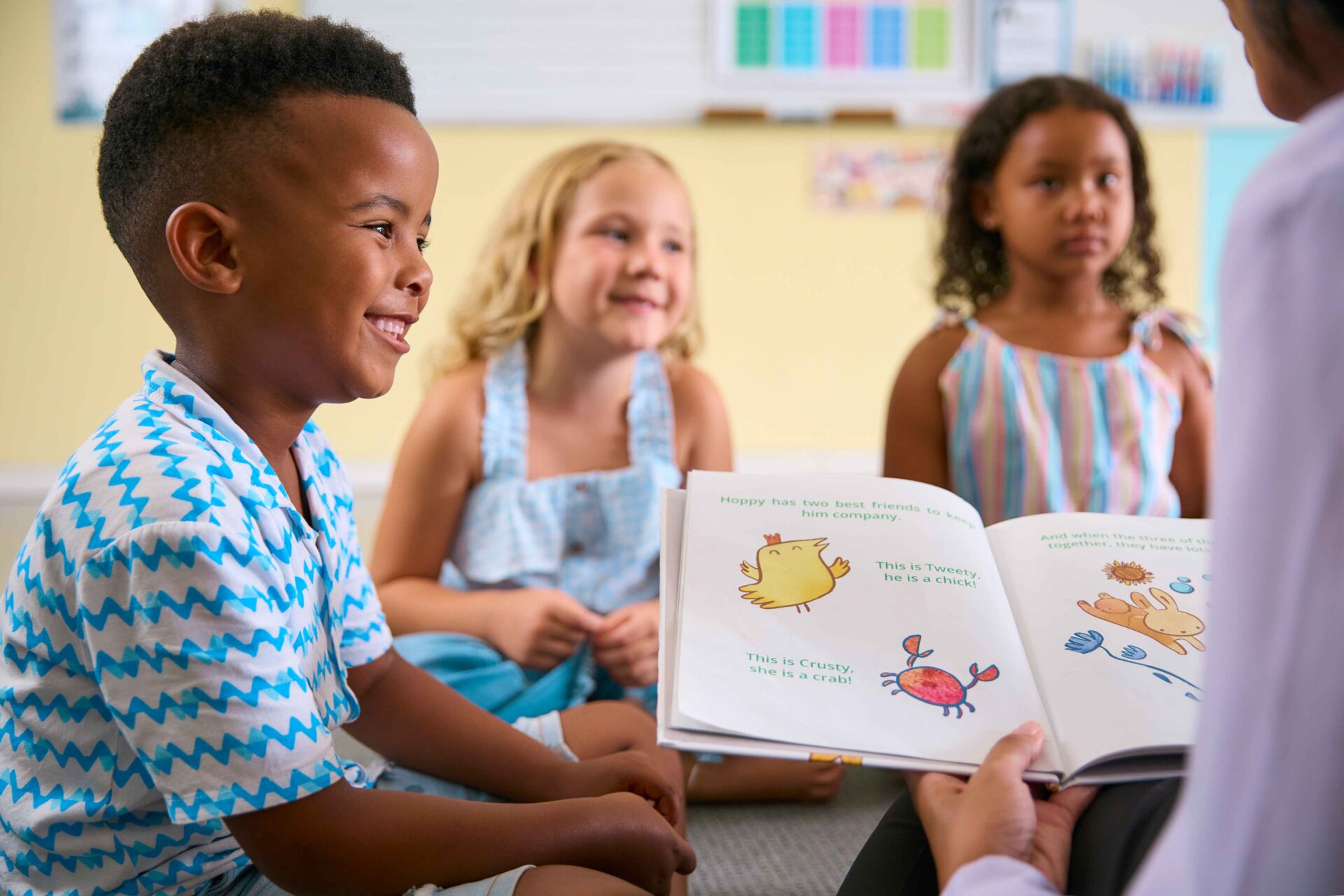 Preschool classroom listening to a story