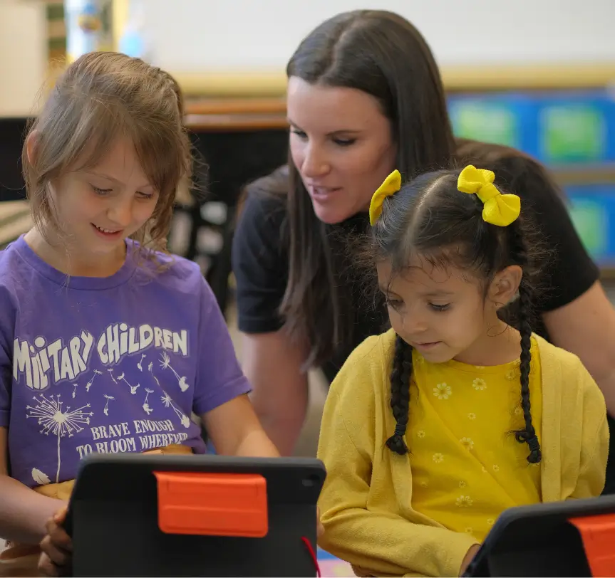 Teacher with students