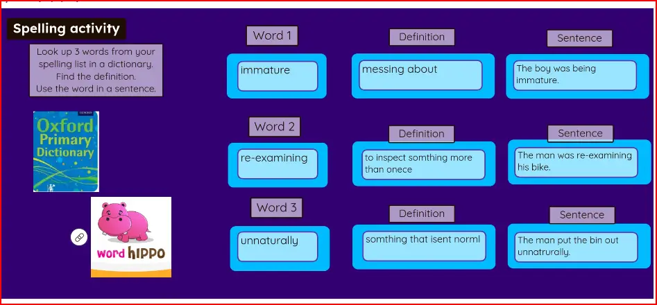 Seesaw Spelling Activity Primary School UK