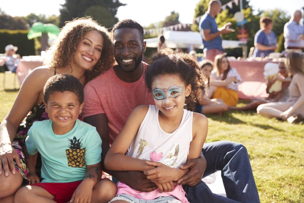 Family portrait at a school hosted family event