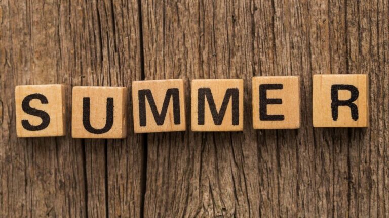 Toy bricks spelling summer