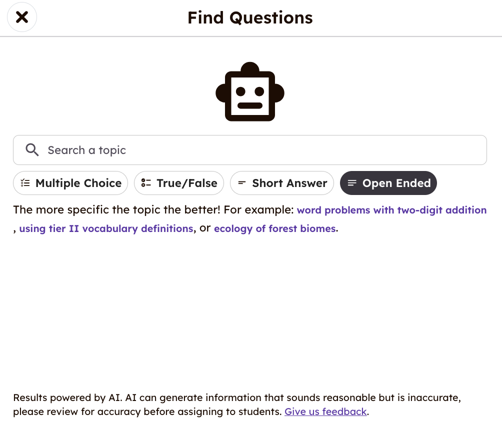 Free response AI question generator