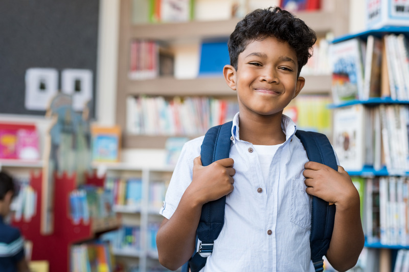 Student in library