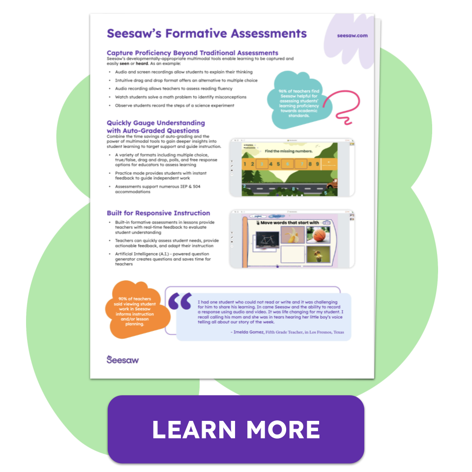 Blog CTA, Seesaw Instruction & Insights: Formative Assessments