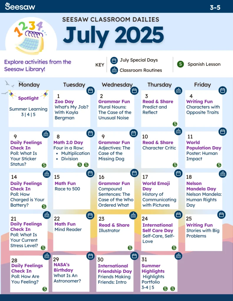 July Classroom Dailies