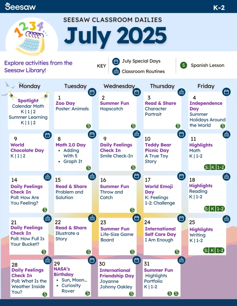 July Classroom Dailies