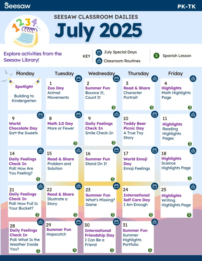 July Classroom Dailies