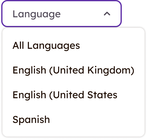 Library language dropdown
