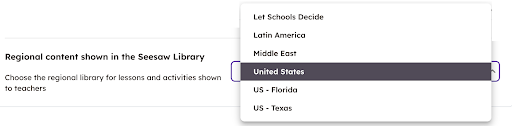 Seesaw's regional content filter tool