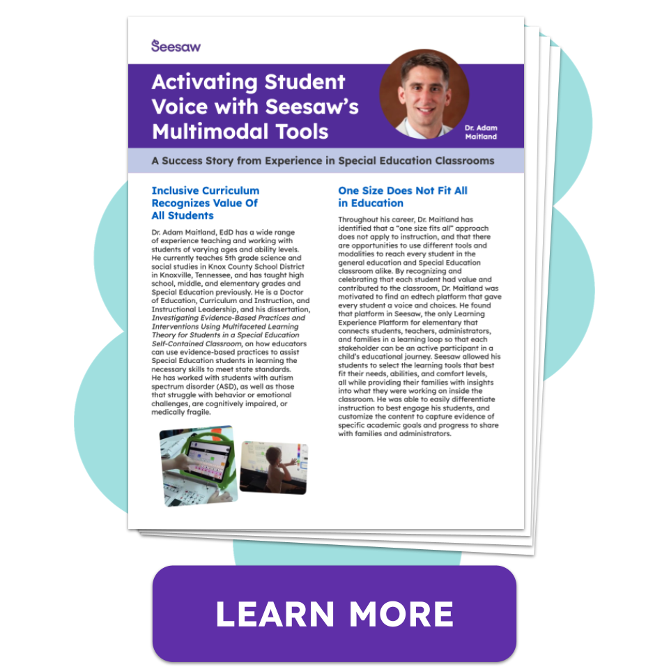 Dr. Adam Maitland Success Story - Activating Student Voice with Seesaws Multimodal Tools (Dr. Adam Maitland)
