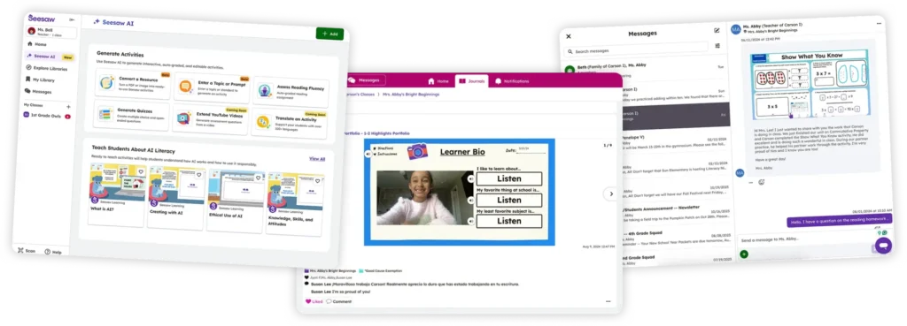 Seesaw product screens