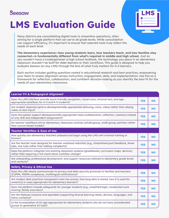 LMS Evaluation Guide document front page