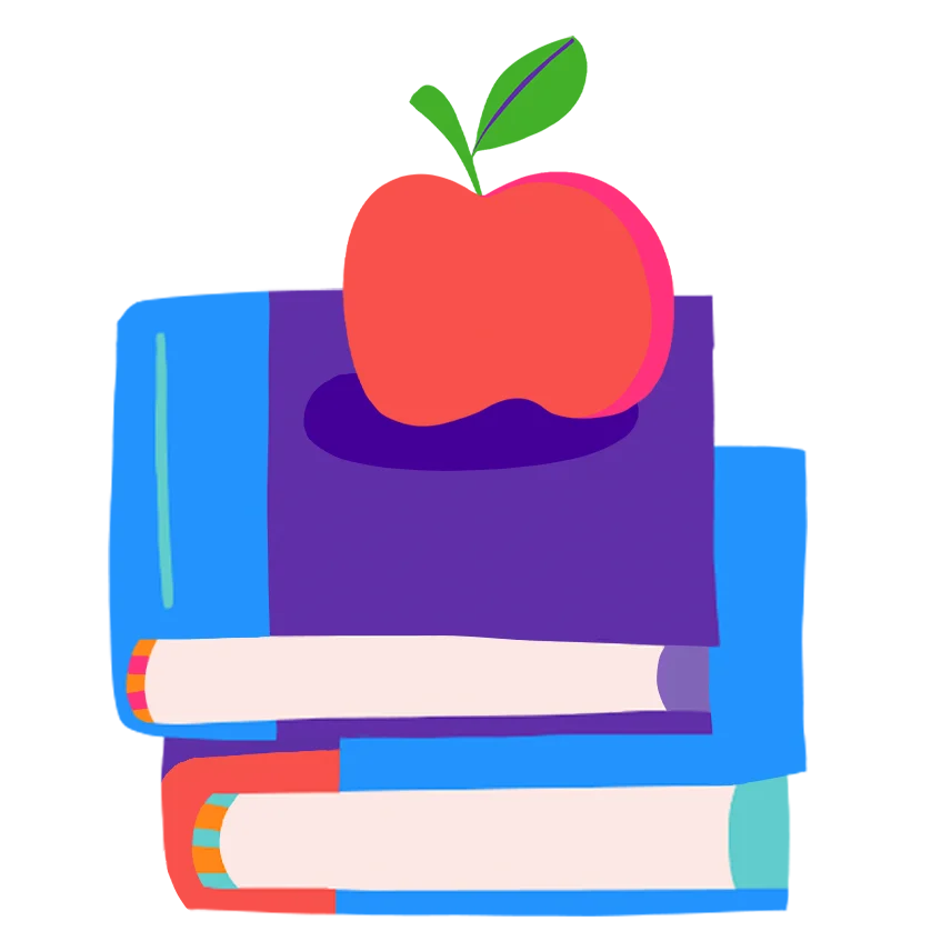 a stack of books with an apple on top