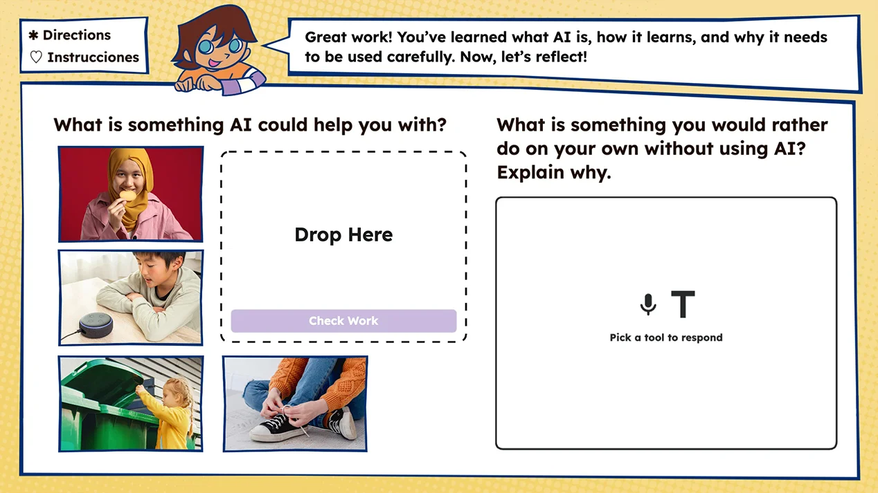 a Seesaw activity teaching students to reflect on responsible uses of AI.