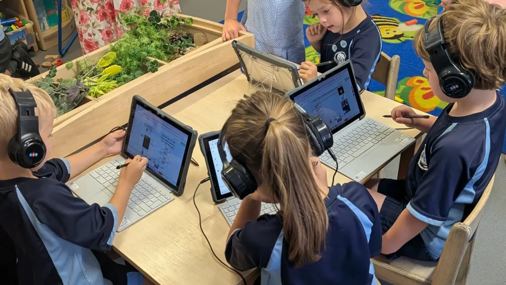 UK pupils with screen