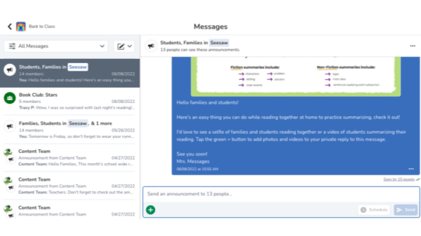 Seesaw class newsletter example